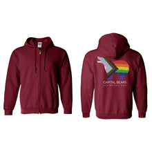 Load image into Gallery viewer, Capital Bears Pride Flag Full-Zip Hooded Sweatshirt - Adult-Soft and Spun Apparel Orders