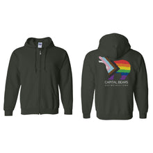 Load image into Gallery viewer, Capital Bears Pride Flag Full-Zip Hooded Sweatshirt - Adult-Soft and Spun Apparel Orders