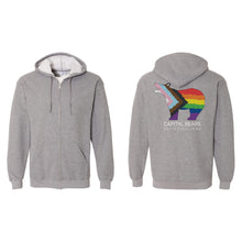 Load image into Gallery viewer, Capital Bears Pride Flag Full-Zip Hooded Sweatshirt - Adult-Soft and Spun Apparel Orders