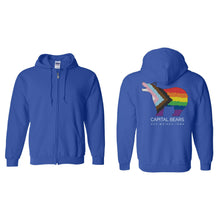 Load image into Gallery viewer, Capital Bears Pride Flag Full-Zip Hooded Sweatshirt - Adult-Soft and Spun Apparel Orders