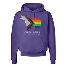 Load image into Gallery viewer, Capital Bears Pride Flag Hooded Sweatshirt - Adult-Soft and Spun Apparel Orders