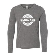 Load image into Gallery viewer, Bluejays Seal - Long Sleeve Crewneck T-Shirt - Youth-Soft and Spun Apparel Orders
