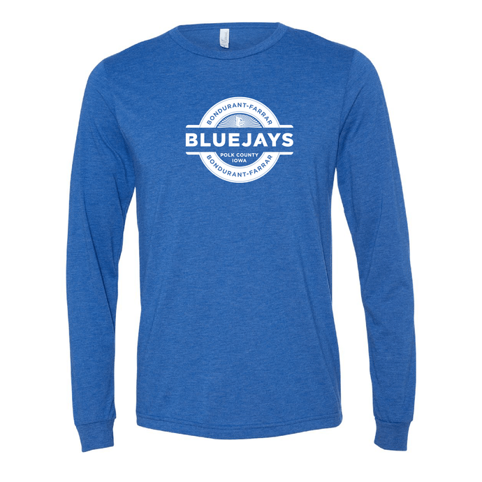 Bluejays Seal - Long Sleeve Crewneck T-Shirt - Adult-Soft and Spun Apparel Orders