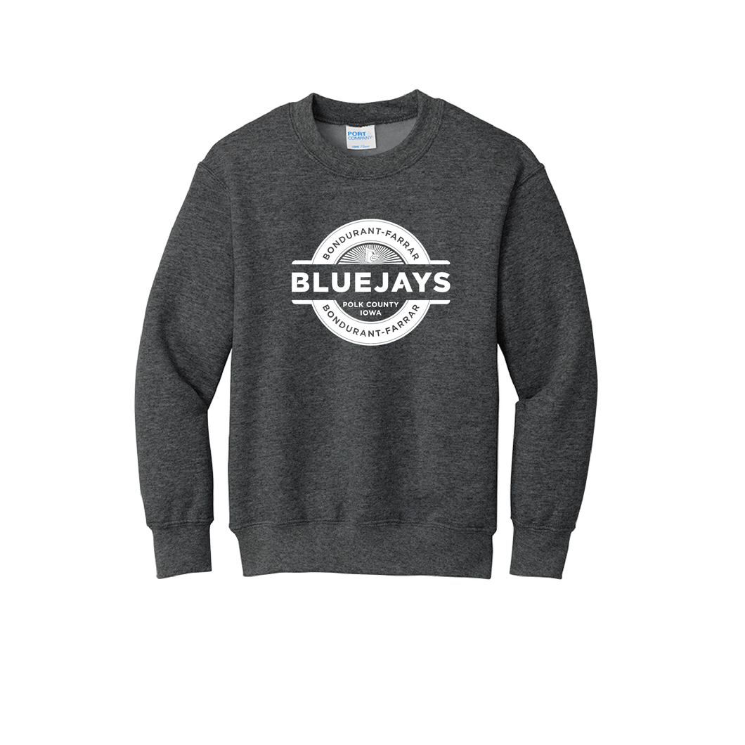 Bluejays Seal - Crewneck Sweatshirt - Youth-Soft and Spun Apparel Orders