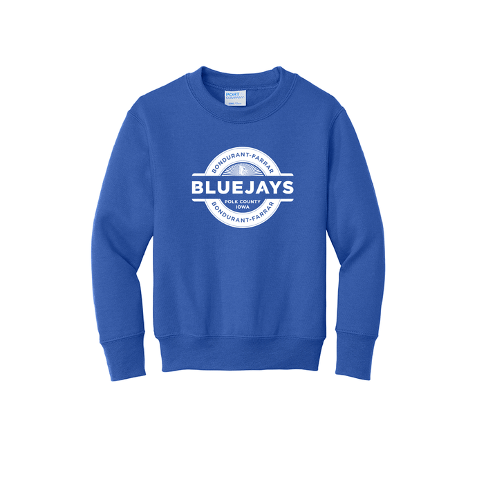 Bluejays Seal - Crewneck Sweatshirt - Youth-Soft and Spun Apparel Orders