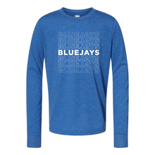 Load image into Gallery viewer, Bluejays Fade - Long Sleeve Crewneck T-Shirt - Youth-Soft and Spun Apparel Orders
