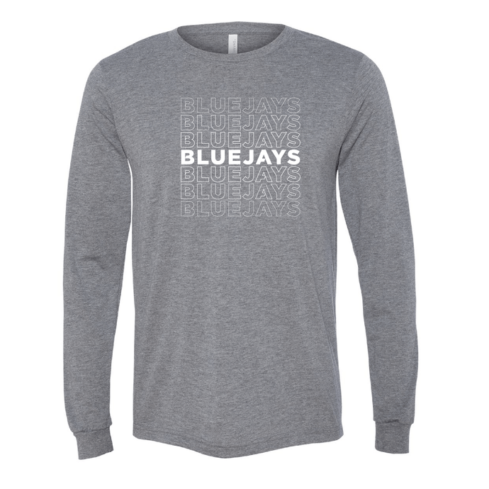 Bluejays Fade - Long Sleeve Crewneck T-Shirt - Adult-Soft and Spun Apparel Orders