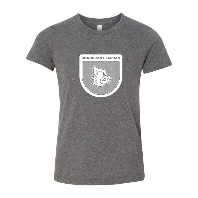 Bluejays Shield - Crewneck T-Shirt - Youth-Soft and Spun Apparel Orders