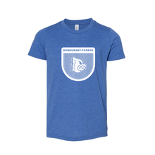 Load image into Gallery viewer, Bluejays Shield - Crewneck T-Shirt - Youth-Soft and Spun Apparel Orders
