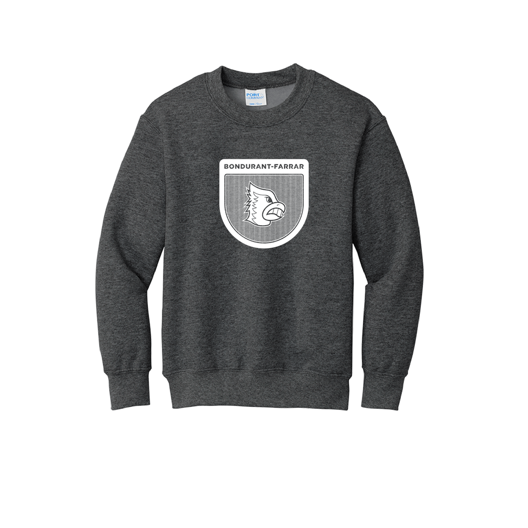 Bluejays Shield - Crewneck Sweatshirt - Youth-Soft and Spun Apparel Orders