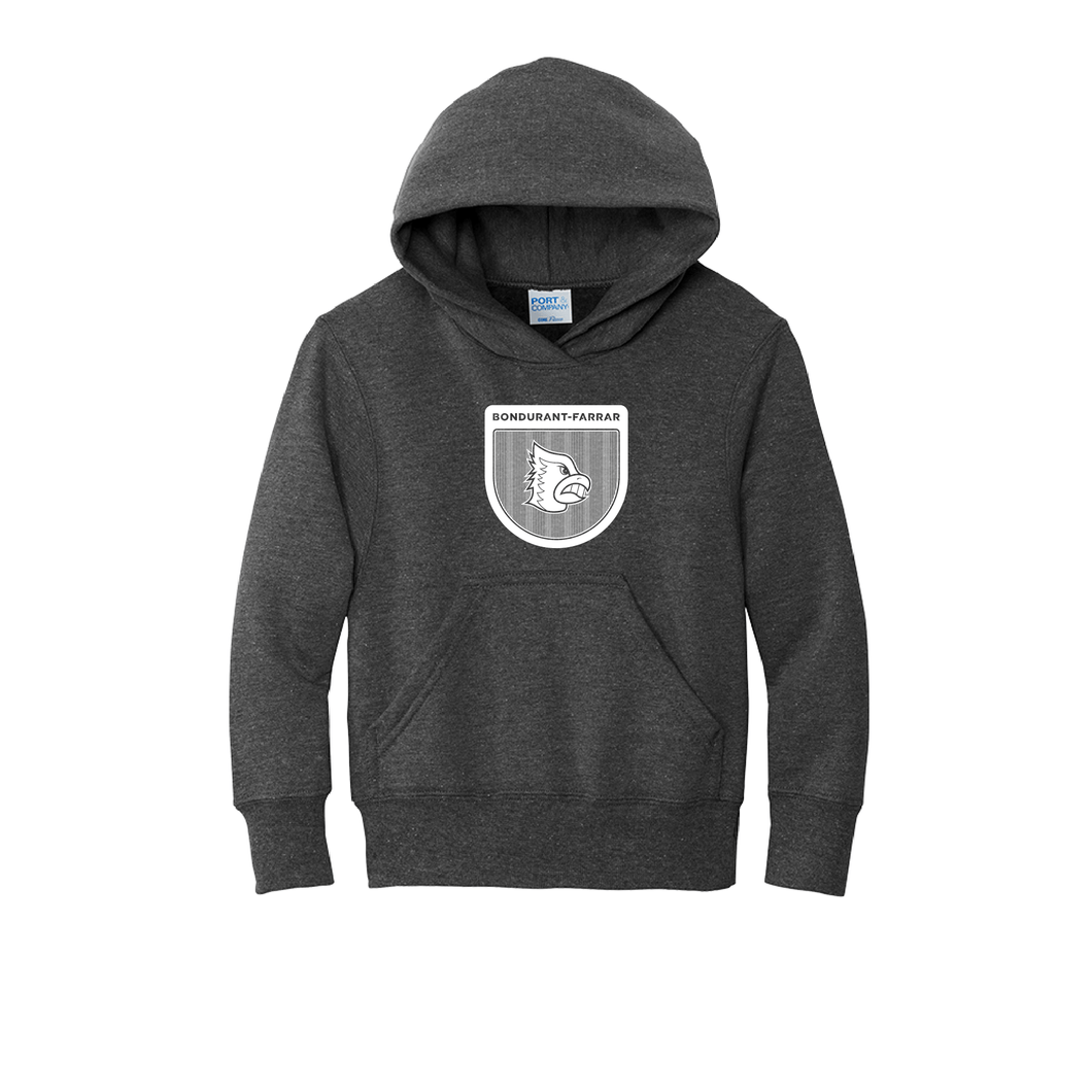Bluejays Shield - Hooded Sweatshirt - Youth-Soft and Spun Apparel Orders