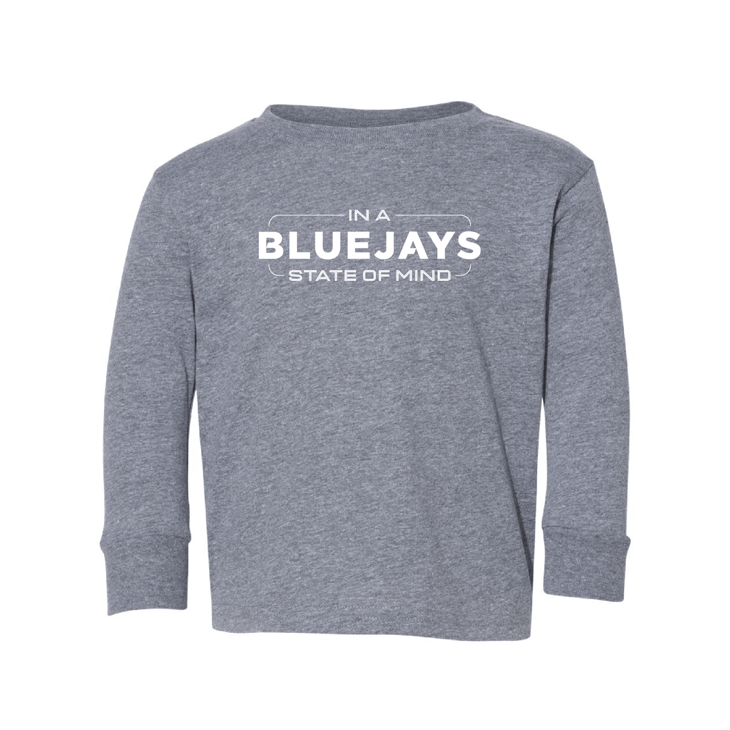 Bluejays State of Mind - Long Sleeve Crewneck T-Shirt - Toddler-Soft and Spun Apparel Orders