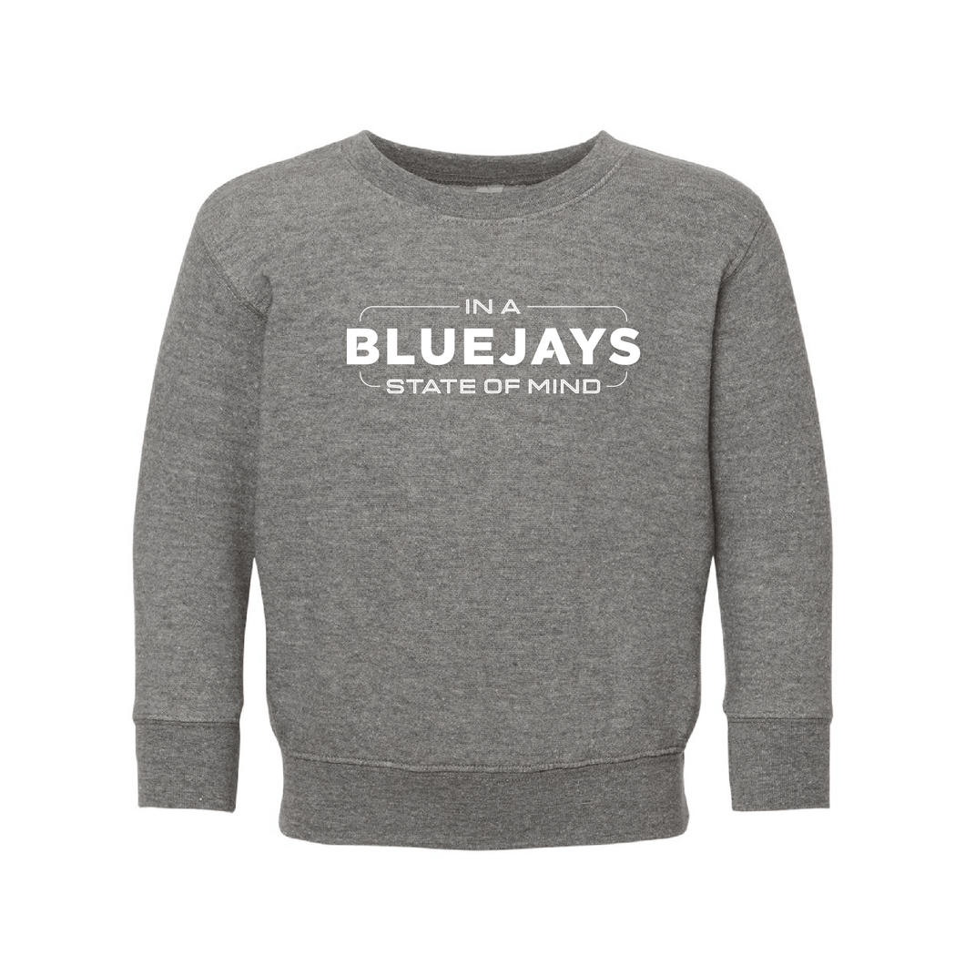 Bluejays State of Mind - Crewneck Sweatshirt - Toddler-Soft and Spun Apparel Orders