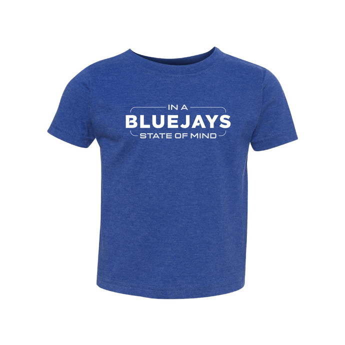 Bluejays State of Mind - Crewneck T-Shirt - Toddler-Soft and Spun Apparel Orders