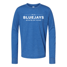 Load image into Gallery viewer, Bluejays State of Mind - Long Sleeve Crewneck T-Shirt - Youth-Soft and Spun Apparel Orders

