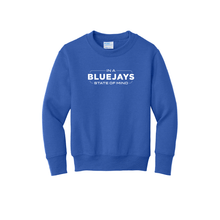 Load image into Gallery viewer, Bluejays State of Mind - Crewneck Sweatshirt - Youth-Soft and Spun Apparel Orders
