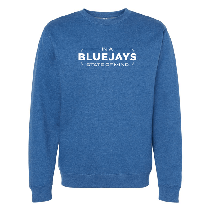 Bluejays State of Mind - Crewneck Sweatshirt - Adult-Soft and Spun Apparel Orders