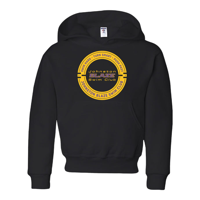 Johnston Blaze Swim Club Badge Hooded Sweatshirt - Youth-Soft and Spun Apparel Orders