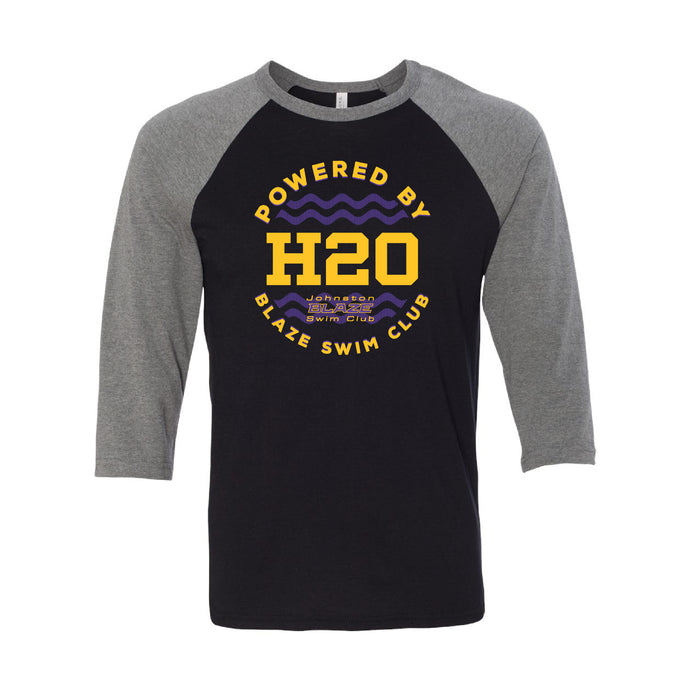 Johnston Blaze Swim Club Powered By H20 3/4-Sleeve Raglan - Adult-Soft and Spun Apparel Orders