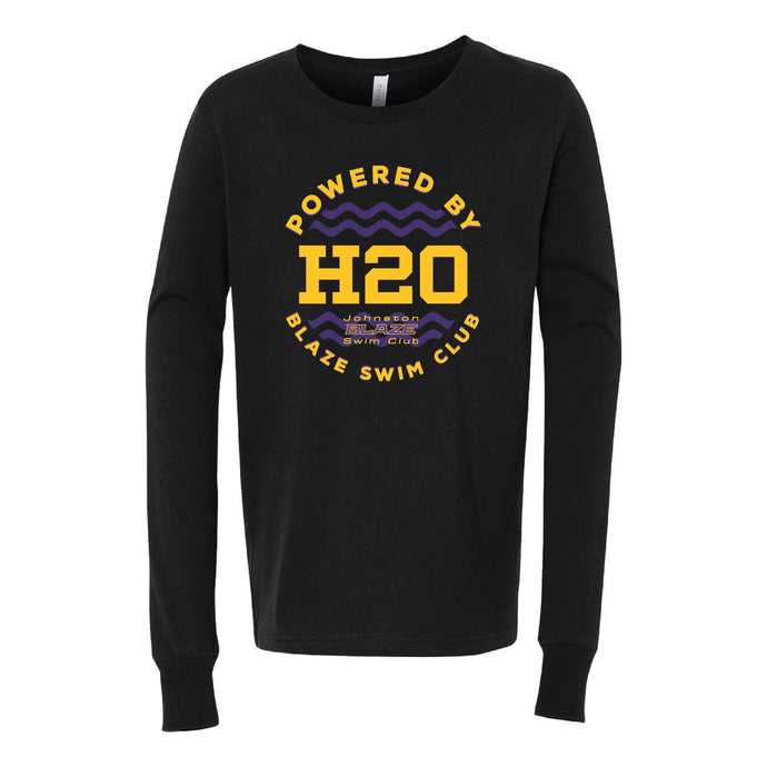 Johnston Blaze Swim Club Powered By H20 Long Sleeve Crewneck T-Shirt - Youth-Soft and Spun Apparel Orders