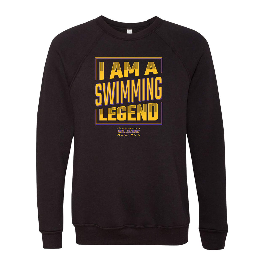 Johnston Blaze Swimming Legend Sponge Fleece Crewneck Sweatshirt - Adult-Soft and Spun Apparel Orders