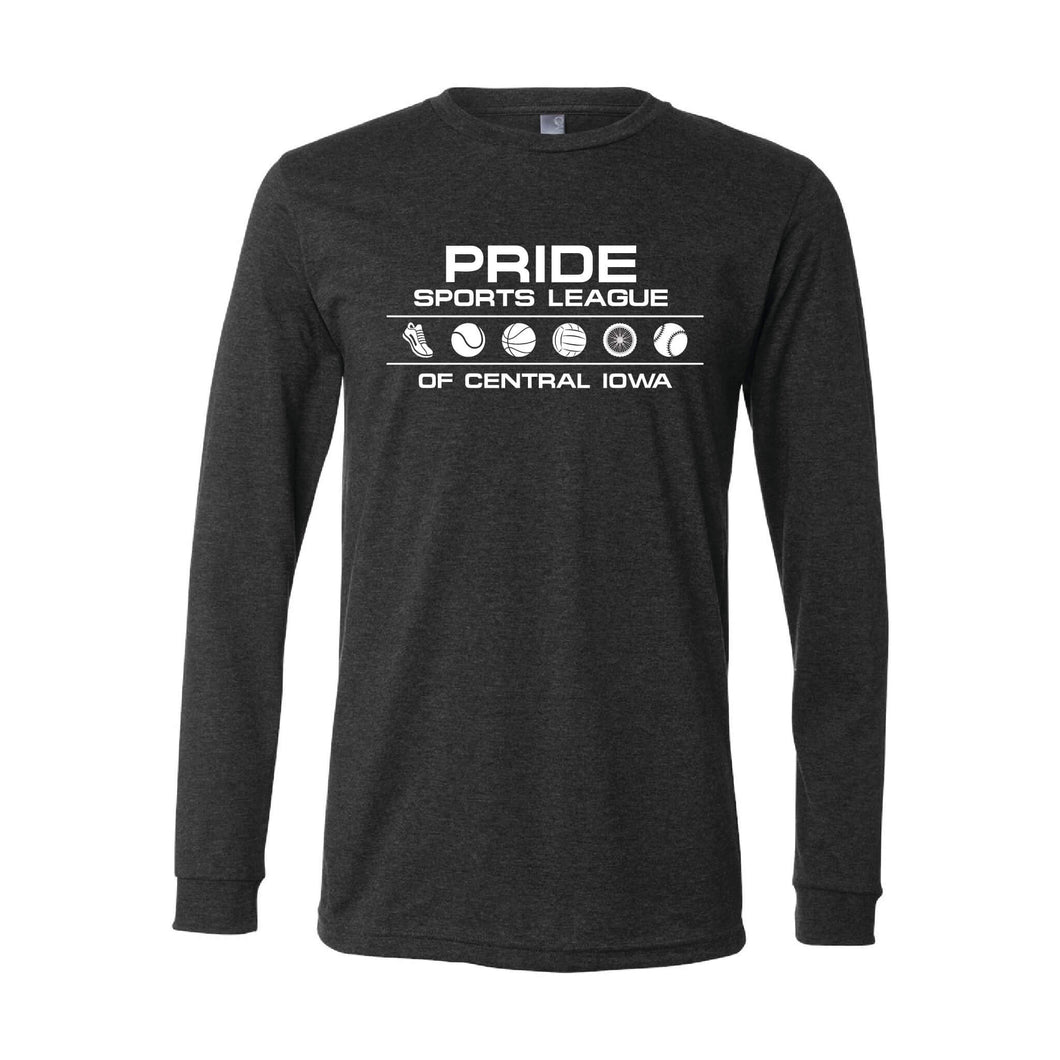 Pride Sports League White Imprint Long Sleeve T-Shirt-Soft and Spun Apparel Orders