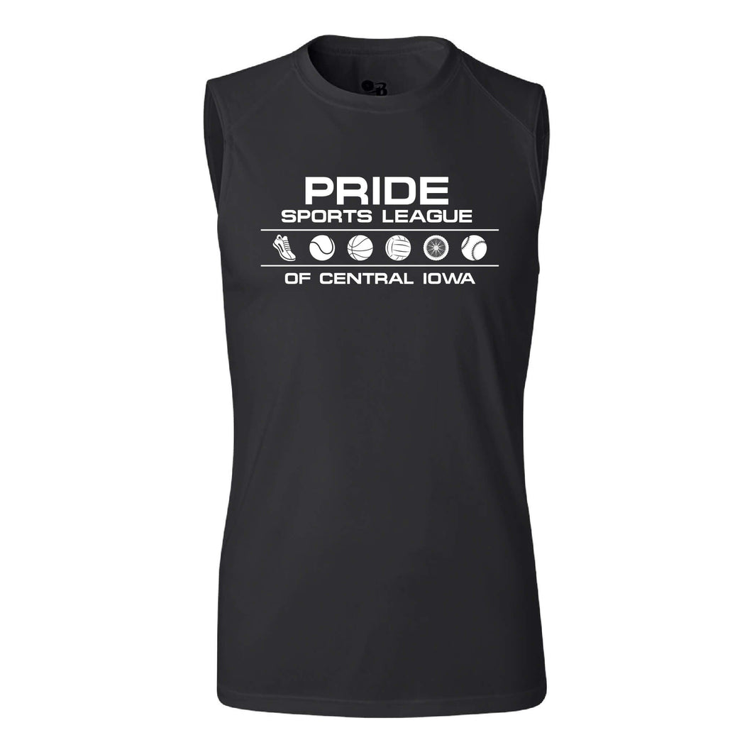 Pride Sports League White Imprint Sleeveless Shirt-Soft and Spun Apparel Orders