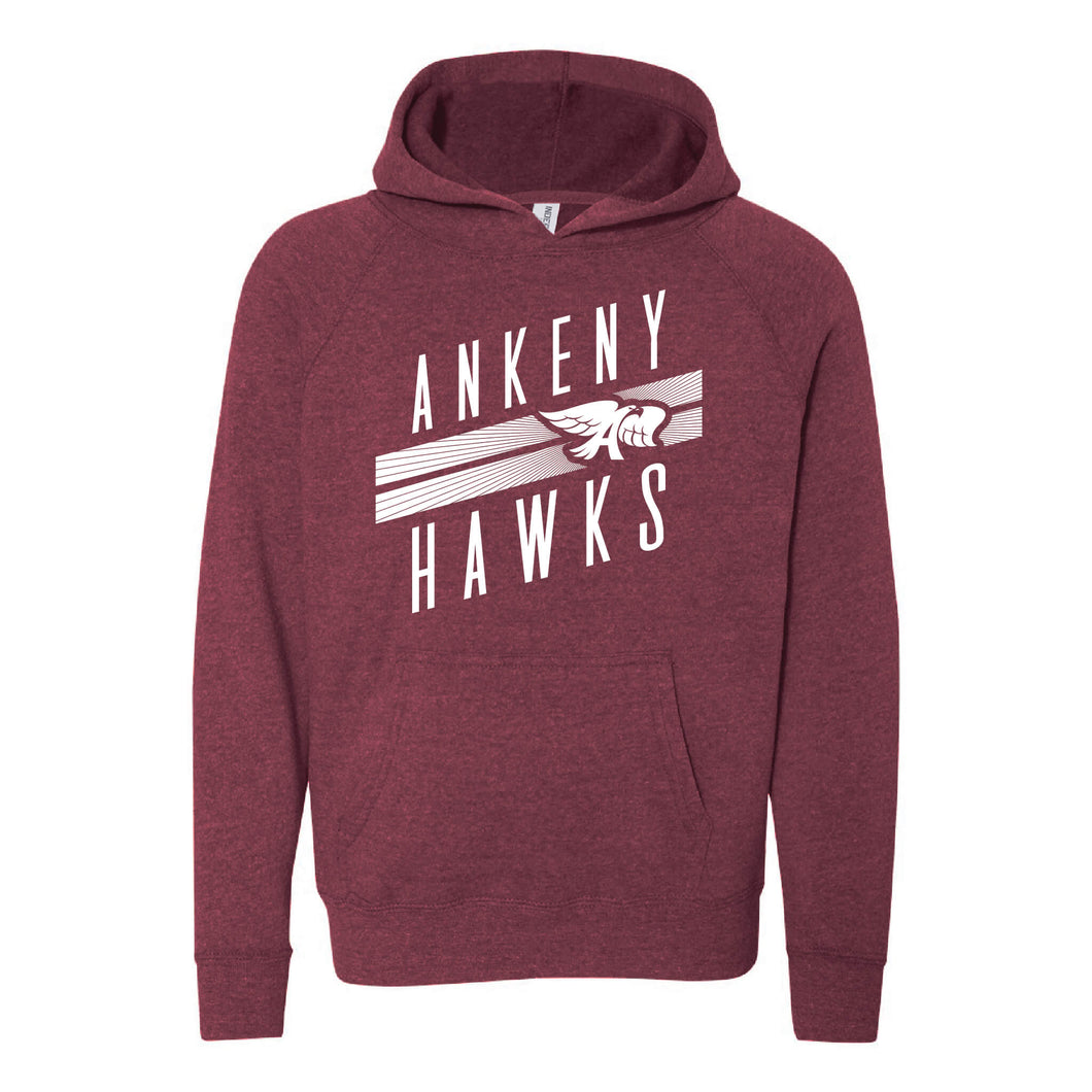 Ankeny Hawks Logo Slant Hooded Sweatshirt - Youth-Soft and Spun Apparel Orders