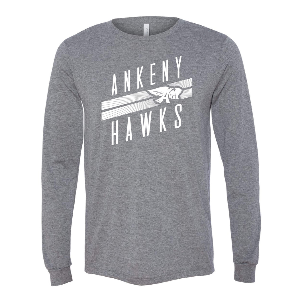 Ankeny Hawks Logo Slant Long Sleeve T-Shirt - Adult-Soft and Spun Apparel Orders
