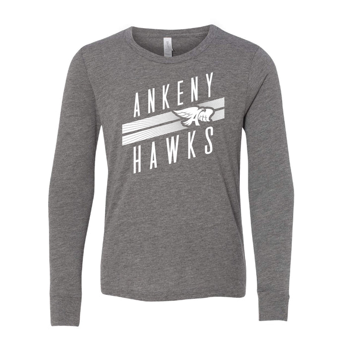 Ankeny Hawks Logo Slant Long Sleeve T-Shirt - Youth-Soft and Spun Apparel Orders