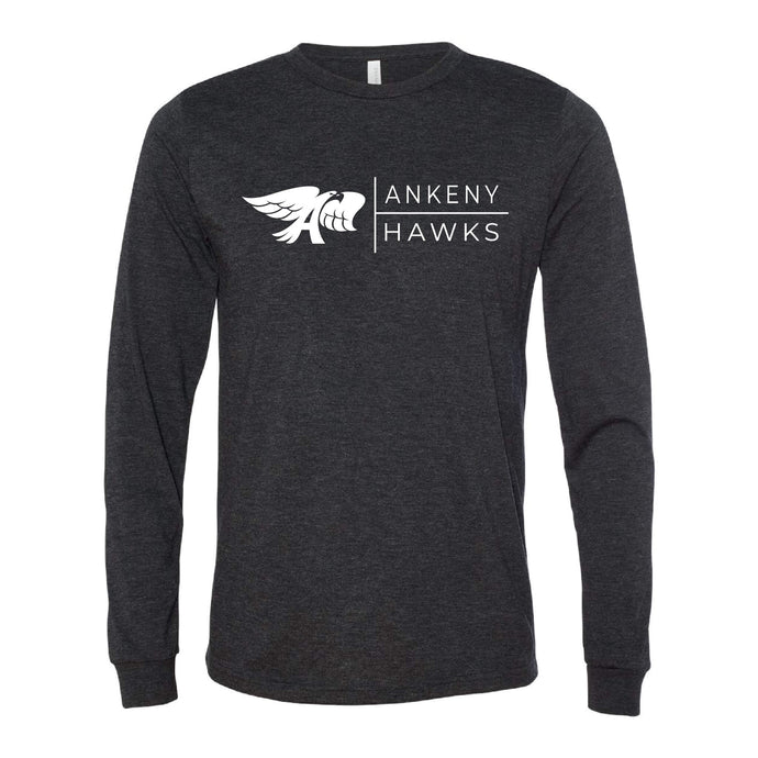 Ankeny Hawks Logo Horizontal Long Sleeve T-Shirt - Adult-Soft and Spun Apparel Orders
