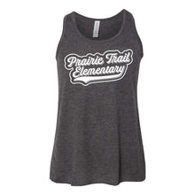 Load image into Gallery viewer, Prairie Trail Elementary Baseball Script Girl’s Flowy Tank Top - Youth-Soft and Spun Apparel Orders
