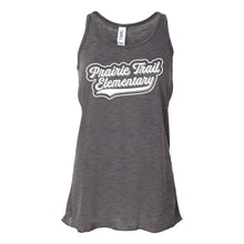 Load image into Gallery viewer, Prairie Trail Elementary Baseball Script Women’s Flowy Tank Top - Adult-Soft and Spun Apparel Orders
