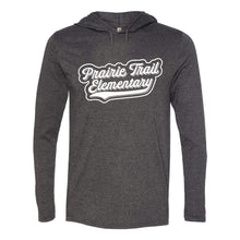 Load image into Gallery viewer, Prairie Trail Elementary Baseball Script Hooded Long Sleeve Tee - Adult-Soft and Spun Apparel Orders
