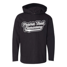 Load image into Gallery viewer, Prairie Trail Elementary Baseball Script Hooded Long Sleeve Tee - Youth-Soft and Spun Apparel Orders

