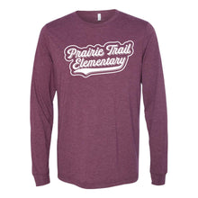 Load image into Gallery viewer, Prairie Trail Elementary Baseball Script Long Sleeve Tee - Adult-Soft and Spun Apparel Orders
