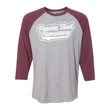 Load image into Gallery viewer, Prairie Trail Elementary Baseball Script 3/4-Sleeve Tee - Adult-Soft and Spun Apparel Orders
