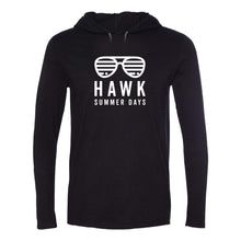 Load image into Gallery viewer, Prairie Trail Elementary Hawk Summer Days Hooded Long Sleeve Tee - Adult-Soft and Spun Apparel Orders
