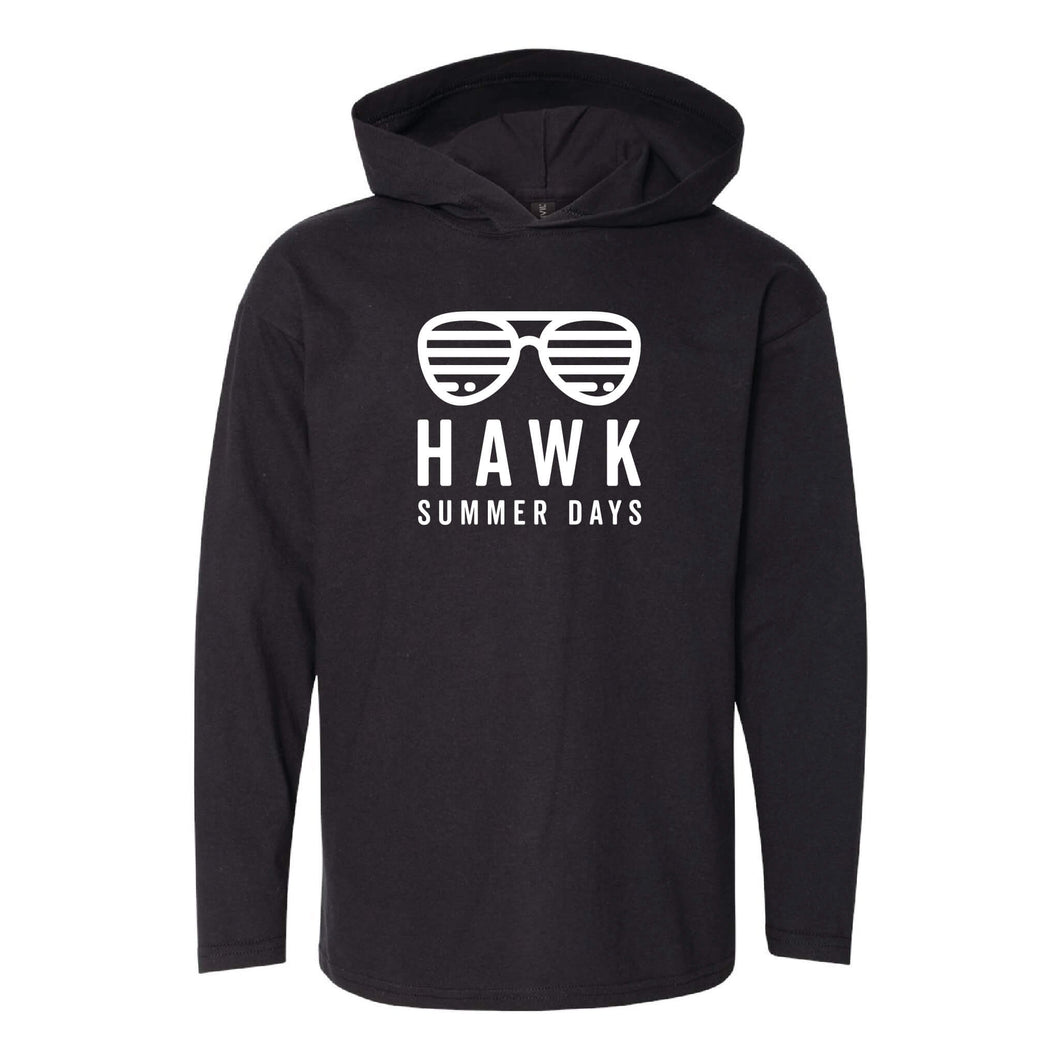 Prairie Trail Elementary Hawk Summer Days Hooded Long Sleeve Tee - Youth-Soft and Spun Apparel Orders