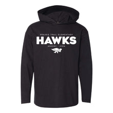 Load image into Gallery viewer, Prairie Trail Elementary Hawks Spring 2021 Hooded Long Sleeve Tee - Youth-Soft and Spun Apparel Orders
