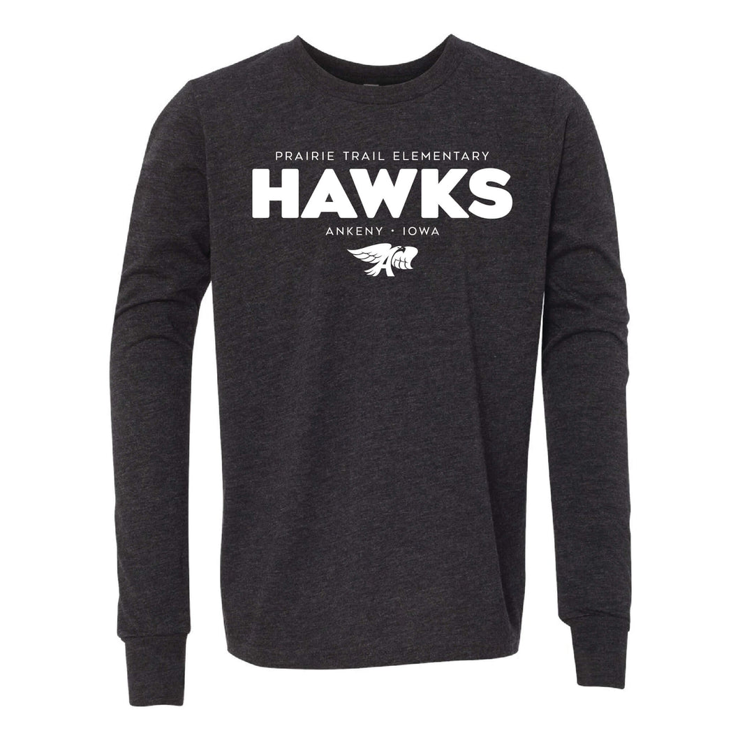 Prairie Trail Elementary Hawks Spring 2021 Long Sleeve Tee - Youth-Soft and Spun Apparel Orders