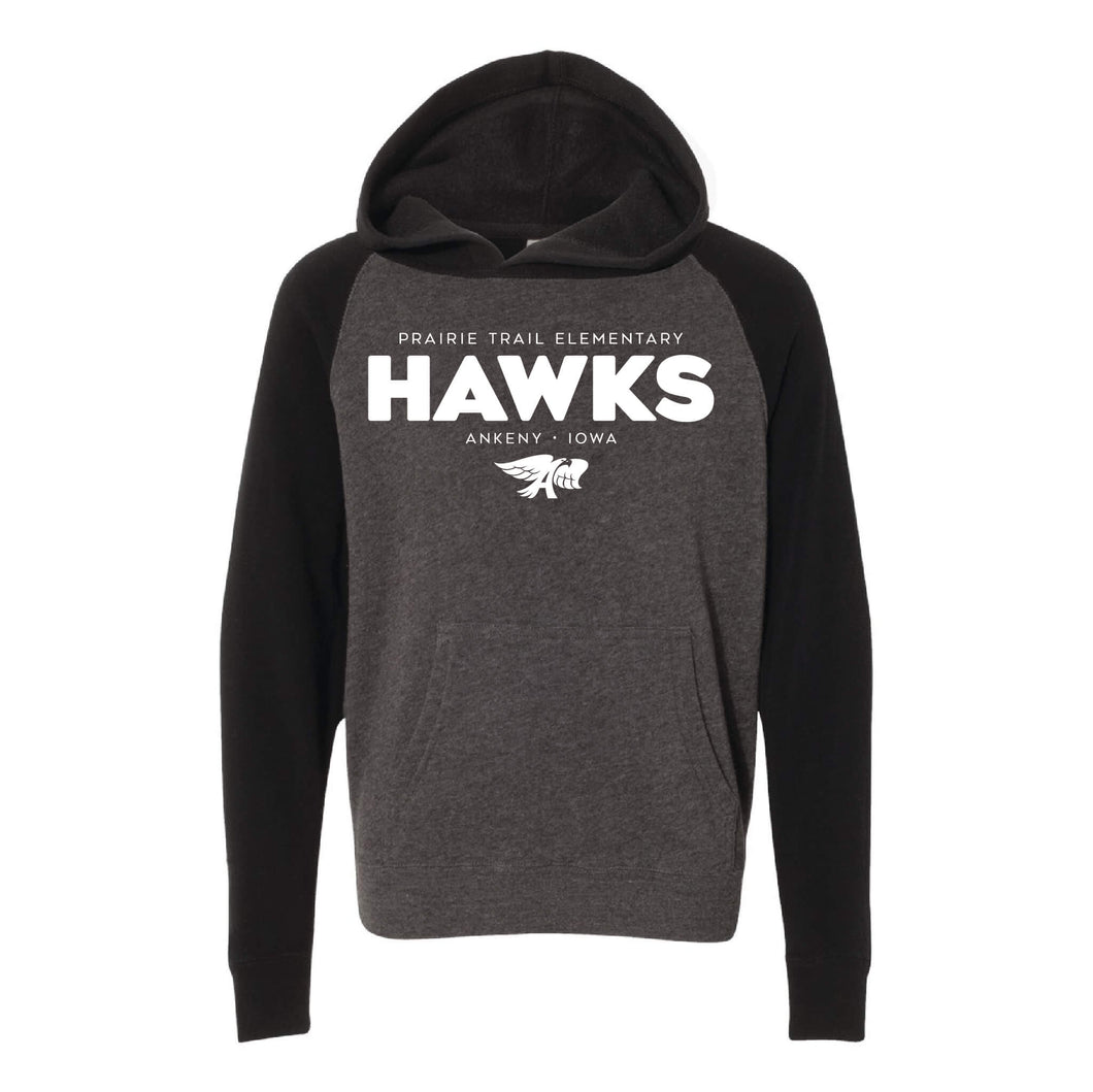 Prairie Trail Elementary Hawks Spring 2021 Hooded Sweatshirt - Youth-Soft and Spun Apparel Orders