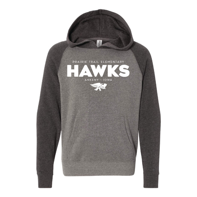 Prairie Trail Elementary Hawks Spring 2021 Hooded Sweatshirt - Youth-Soft and Spun Apparel Orders