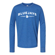 Load image into Gallery viewer, Bluejays Arch - Long Sleeve Crewneck T-Shirt - Youth-Soft and Spun Apparel Orders
