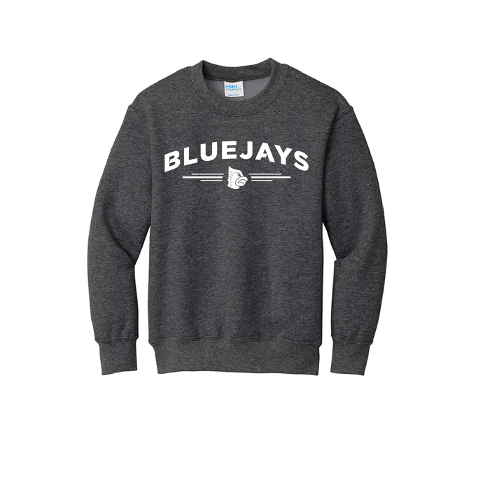 Bluejays Arch - Crewneck Sweatshirt - Youth-Soft and Spun Apparel Orders