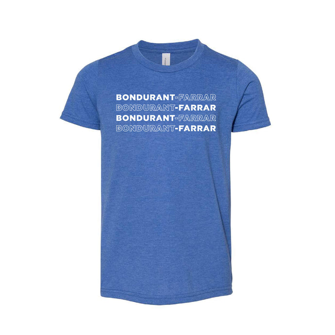 Bondurant-Farrar Words - Crewneck T-Shirt - Youth-Soft and Spun Apparel Orders