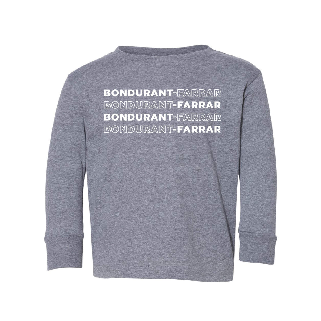 Bondurant-Farrar Words - Long Sleeve Crewneck T-Shirt - Toddler-Soft and Spun Apparel Orders