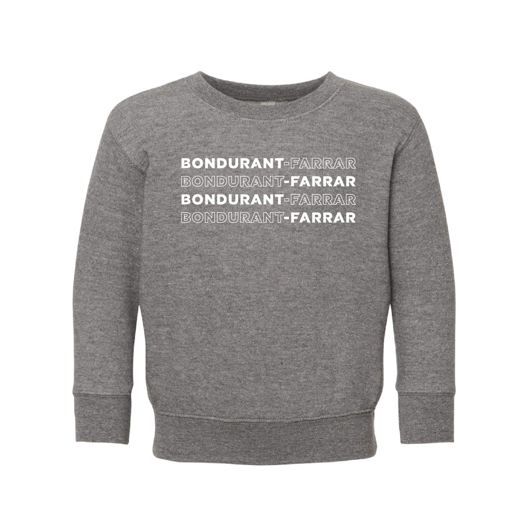 Bondurant-Farrar Words - Crewneck Sweatshirt - Toddler-Soft and Spun Apparel Orders