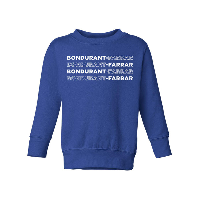 Bondurant-Farrar Words - Crewneck Sweatshirt - Toddler-Soft and Spun Apparel Orders