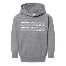 Load image into Gallery viewer, Bondurant-Farrar Words - Hooded Sweatshirt - Toddler-Soft and Spun Apparel Orders
